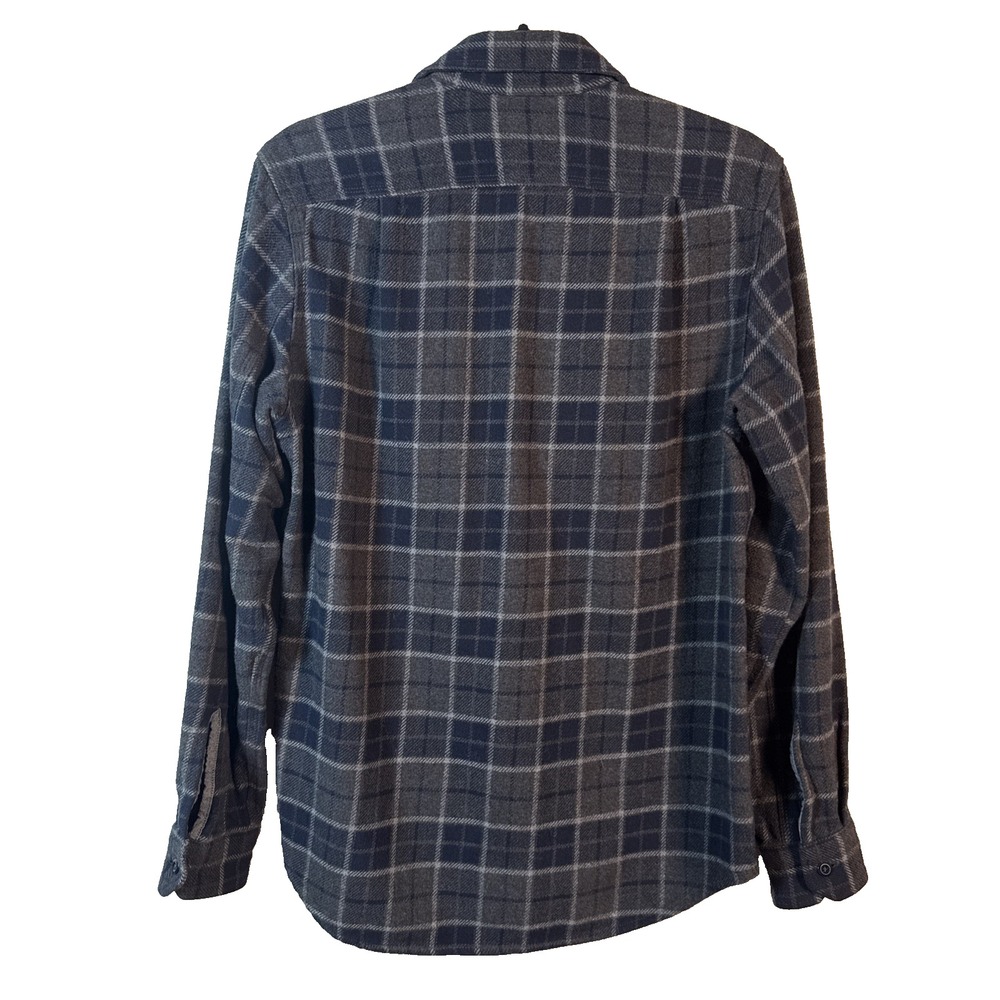 Wallace Barnes Flannel Shirt Men S Blue Gray Plaid Heavyweight Work Button Up - Picture 3 of 11